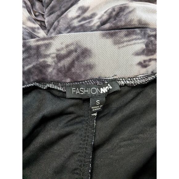 Fashion Nova Bodycon Skirt S Black White Tie Dye Stretchy‎ Fitted Festival Lined - Picture 3 of 9